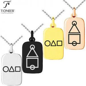  shahen all you need in one place  Stainless Steel Squid Game Symbol Logo Charm Small Dog Tag Necklace or Keychain